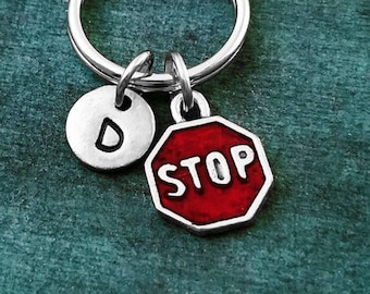 Stopgap Ramp Keychain Stop Sign Keychain VERY SMALL One Way Keychain Initial Keychain Driving ...