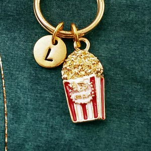 Popcorn Schlüsselbund KLEINE Popcorn Schlüsselring Bewegen Schlüsselbund Theater Schlüsselbund Personalisierte Charme Schlüsselbund Initial Schlüsselbund Monogramm Weihnachtsgeschenk