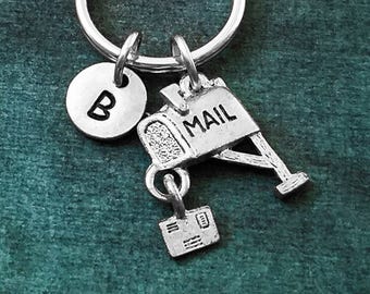Mailbox Keychain VERY SMALL Mailbox Keyring Mail Keychain Letter Keychain Mailman Gift Penpal Postal Worker Keychain Personalized Keychain