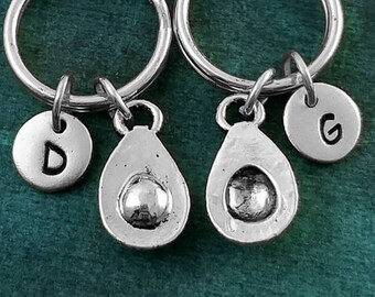 Avocado Keychain SET of 2 SMALL Avocado Keychains Avocado Keyring Best Friend Keychain Friendship Keychains Friends Gift Personalized Charm