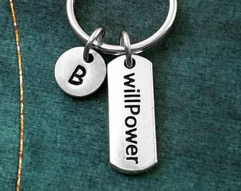 Willpower Keychain SMALL Motivational Keychain Weight Loss Keychain Willpower Keyring Workout Gift Initial Keychain Personalized Keychain