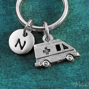 Ambulance Keychain SMALL Ambulance Keyring EMT Keychain EMT Gift Ambulance Charm Keychain Pendant Keychain Personalized Initial Keychain