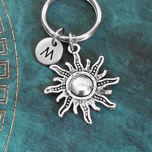 Sun Keychain SMALL Sun Keyring Silver Sun Charm Keychain Sun Pendant Keychain Celestial Keychain Space Keychain Solar Keychain Science Gift