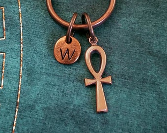 Ankh Keychain VERY SMALL Ankh Charm Keychain Ankh Keyring Egyptian Keychain Egypt Keychain Pendant Personalized Keychain Initial Keychain