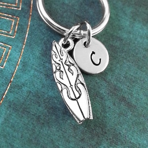 Surfboard Keychain VERY SMALL Silver Surfboard Keyring Personalized Keyring Surfer Keychain Surfing Gift Boyfriend Keychain Beach Keychain