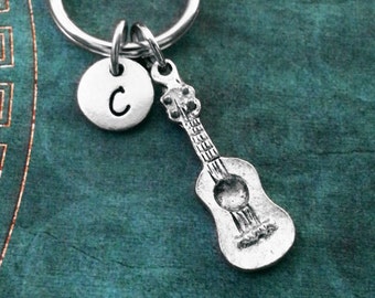 Guitar Keychain SMALL Guitar Keyring Charm Keychain Guitarist Keychain Musician Keychain Boyfriend Keychain Music Keychain Rocker Gift Rock