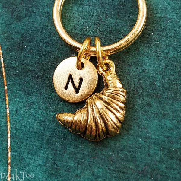 Croissant Keychain SMALL Croissant Charm Keychain Croissant Keyring French Travel Gift Food Keychain French Chef Keychain Boyfriend Gift