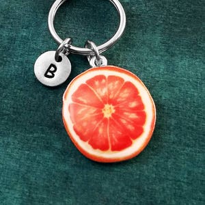 Grapefruit Keychain SMALL Grapefruit Keyring Dieting Gift Slice Fruit Pendant Keychain Letter Keychain Initial Charm Keychain Personalized