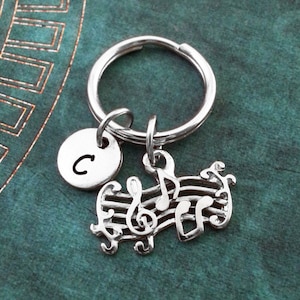 Sheet Music Keychain VERY SMALL Music Notes Keychain Personalized Keyring Musical Notes Keychain Musician Gift Music Teacher Keychain