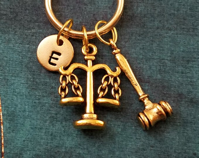 Scales Keychain VERY SMALL Gavel Keychain Scales Keyring Etsy