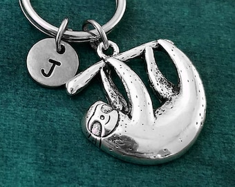 Sloth Keychain SMALL Sloth Keyring Animal Keychain Sloth Pendant Keychain Personalized Charm Keychain Initial Keychain Monogram Keychain