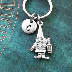 Gnome Keychain VERY SMALL Lawn Gnome Keyring Personalized Keychain Garden Gnome Gift Lantern Keychain Fantasy Keychain Bridesmaid Keychain