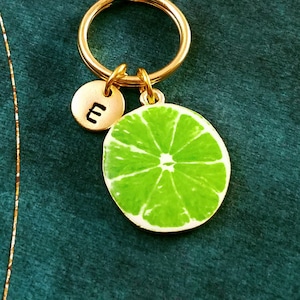 Lime Keychain SMALL Lime Keyring Food Keychain Lime Slice Fruit Pendant Keychain Letter Keychain Initial Charm Keychain Personalized Gift