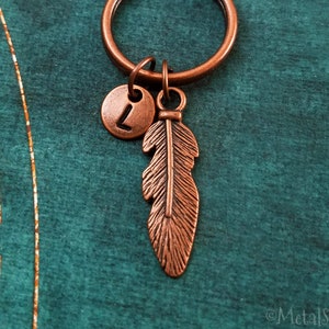 Feather Keychain SMALL Feather Keyring Copper Keychain Bohemian Keychain Hunting Keychain Boyfriend Keychain Husband Keychain Brother GIft