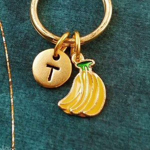 Banana Keychain SMALL Bunch of Bananas Keyring Banana Keychain Girlfriend Keychain Bridesmaid Keychain Personalized Initial Keychain Charm
