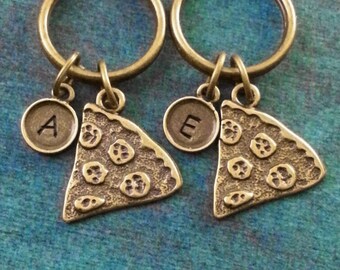 Pizza Keychain SMALL Bronze Pizza Slice Keychain Best Friend Keychains Food Keychain Pizzeria Gift Friendship Keychain Slice Pizza Keyring
