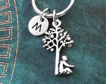 Apple Tree Keychain VERY SMALL Newton's Apple Tree Keyring Isaac Newton Keychain Physics Keychain Physicist Gift Gravity Keychain Science