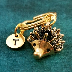 Hedgehog Keychain VERY SMALL Hedgehog Keyring Hedgehog Charm Keychain Personalized Initial Keychain Porcupine Keychain Hedgehog Gift Pendant