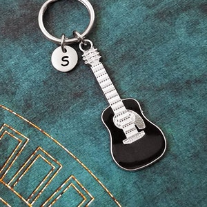 Guitar Keychain SMALL Black Guitar Keyring Charm Keychain Guitarist Keychain Musician Keychain Boyfriend Keychain Music Keychain Rocker Gift