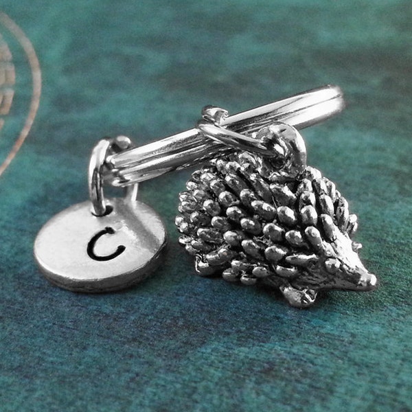 Hedehog Keychain VERY SMALL Hedgehog Keyring Personalized Keychain Porcupine Keyring Custom Animal Keychain Charm Necklace Silver Key Ring