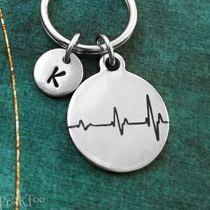 Heartbeat Keychain SMALL Heartbeat Keyring Love Keychain Charm Keychain Daughter Keychain Mother&#39;s Day Keychain Girlfriend Keychain Gift