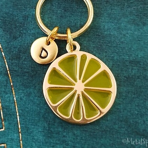 Lemon Keychain SMALL Lemon Keyring Food Keychain Lemon Slice Fruit Pendant Keychain Letter Keychain Initial Charm Keychain Personalized Gift