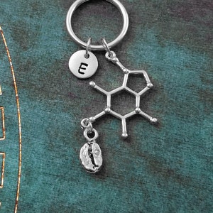 Caffeine Keychain SMALL Caffeine Keyring Coffee Bean Keychain Chemist Keychain Scientist Keychain Coffee Keychain Caffeine Molecule Keychain