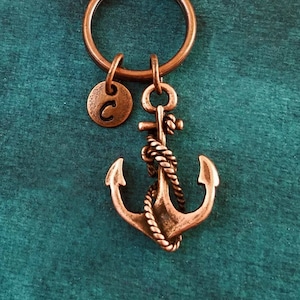 Anchor Keychain SMALL Anchor Keychain Anchor Keyring Anchor Charm Anchor Pendant Keychain Personalized Initial Copper Keychain Boating Gift