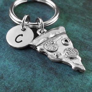 Pizza Keychain SMALL Silver Pizza Slice Keychain Personalized Keychain Food Keychain Pizza Gift Bridesmaid Keychain Slice of Pizza Keyring