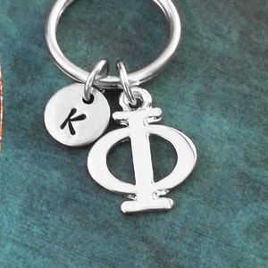 Phi Schlüsselanhänger kleine griechische Buchstaben Schlüsselanhänger griechischen Alphabet Schlüsselanhänger Phi Symbol Schlüsselanhänger Sorority Schlüsselanhänger Brüderlichkeit Schlüsselanhänger College-Geschenk