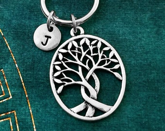 Tree of Life Keychain SMALL Tree Keychain Family Tree Charm Keychain Tree Pendant Keychain Personalized Keychain Initial Keychain Mom Gift