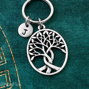 Tree of Life Keychain SMALL Tree Keychain Family Tree Charm Keychain Tree Pendant Keychain Personalized Keychain Initial Keychain Mom Gift