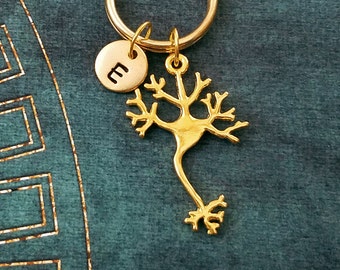 Neuron Keychain SMALL Brain Cell Keyring Chemistry Keychain Chemist Keychain Scientist Keychain Nerve Cell Keychain Neuro Keychain Doctor