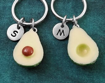 Avocado Keychain SET of 2 SMALL Avocado Keychains Best Friends Keychain Couples Keychain Friendship Keychains Boyfriend Keychain Keyring