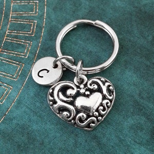 Heart Keychain, SMALL Heart Charm, Personalized Key Ring, Valentine&#39;s Day Gift, Ornamental Heart Necklace Heart Pendant Valentine&#39;s Keychain