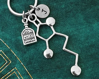 Whisky Keychain VERY SMALL Whiskey Molecule Keychain Whiskey Bottle Keychain Alcohol Keychain 21st Birthday Bartender Gift Best Man Keychain