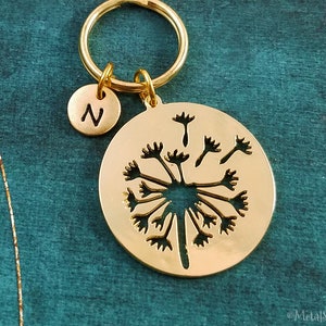 Dandelion Keychain SMALL Dandelion Keyring Wish Keychain Flower Keychain Dandelion Pendant Keychain Initial Charm Keychain Personalized Gift