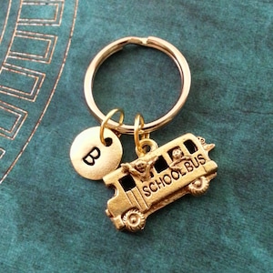School Bus Keychain, VERY SMALL Bus Keyring, Teacher Keychain, Teacher Gift Bus Driver Gift Back to School Gift First Day of School Keychain