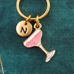 Pink Champagne Keychain SMALL Glass of Champagne Keyring Daiquiri Keychain Cocktail Keychain Alcohol Keychain 21st Birthday Gift Bartender