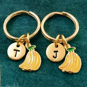 Bananas Keychain SET of 2 SMALL Bananas Keyrings Banana Keychain Sisters Keychain Best Friends Keychain Friendship Keychain Initial Charm