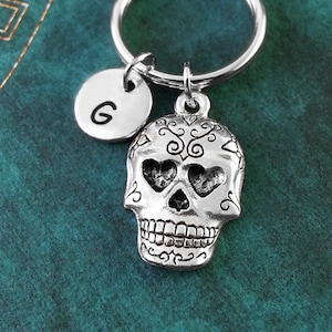 Zucker Schädel Schlüsselanhänger kleine Tag von der Toten Schlüsselanhänger personalisierte Keychain Día de Los Muertos Schlüsselanhänger Halloween Schlüsselanhänger Charme Schlüsselanhänger