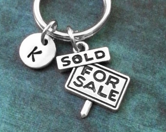 For Sale Keychain VERY SMALL Silver For Sale Sign Keyring Sold House Keychain Real Estate Keychain Real Estate Agent Gift Housewarming Gift