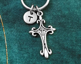 Cross Keychain VERY SMALL Cross Keyring Christian Keychain Cross Charm Boyfriend Keychain Easter Keychain Father's Day Keychain Pastor Gift