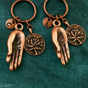 Meditation Keychain SET of 2 SMALL Gyan Mudra Keychains Lotus Keychain Sisters Keychain Best Friend Keychain Friends Keychain Yoga Partner