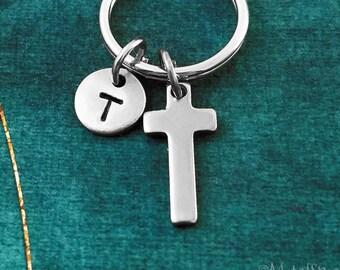 Cross Keychain VERY SMALL Cross Keyring Christian Keychain Cross Charm Boyfriend Keychain Easter Keychain Father's Day Keychain Pastor Gift