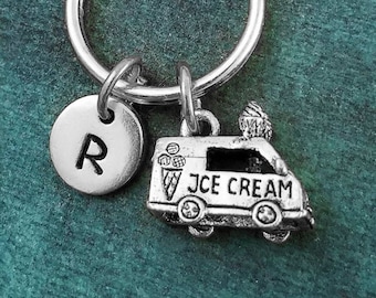Ice Cream Truck Keychain VERY SMALL Ice Cream Charm Keychain Ice Cream Keychain Personalized Keychain Pendant Keychain Initial Keychain Gift