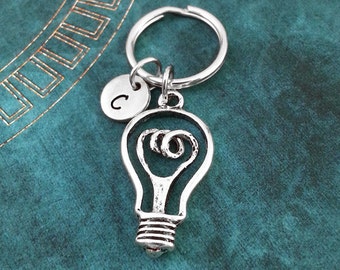 Gloeilamp sleutelhanger, sleutelhanger van elektrisch licht, aangepaste sleutelhanger, gepersonaliseerde sleutelhanger inspirerende Gift lumineuze idee Keyring licht lamp sleutelhanger