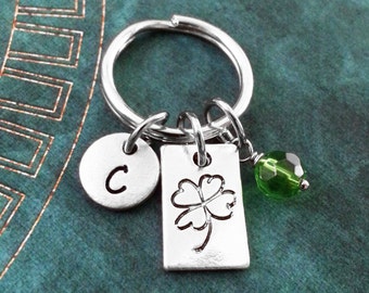 Four Leaf Clover Keychain, SMALL Shamrock Keychain, St Patrick's Day Keychain Good Luck Charm Get Lucky Keyring St Patty's Lucky Keychain