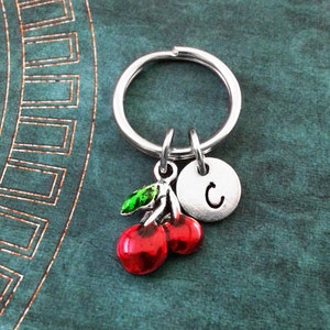 key tag Red Cherry Keychain Keyring Crystal Rhinestone Cute Fruit Female Bag