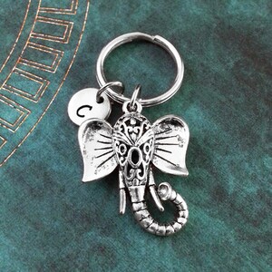 Elephant Keychain, Elephant Keyring, Custom Keyring, Personalized Keychain, Indian Elephant Jewelry, Elephant Head Pendant, Elephant Gift